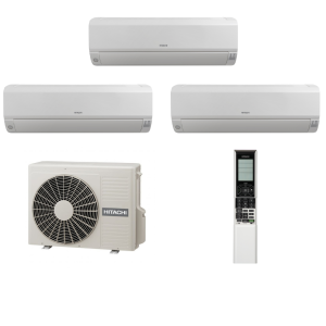 Sistem triplusplit cu unitati interioare Mokai de 12000btu de la brandul Hitachi