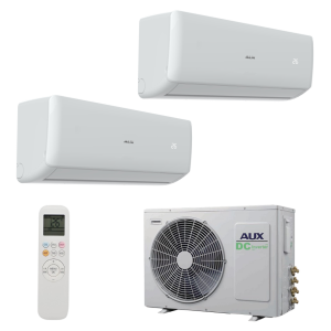 Sistem de aer conditionat AUX pentru doua incaperi capacitate 21000btu cu unitati interioare split de perete 12000btu Refrigerant R32, Inverter, autodiagnoza