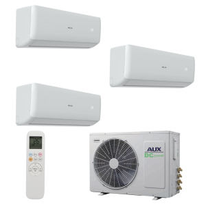 Sistem de aer conditionat AUX pentru trei incaperi capacitate 27000btu cu unitati interioare split de perete 12000btu Refrigerant R32, Inverter, autodiagnoza